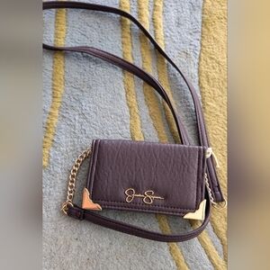 Jessica Simpson Dark Brown Crossbody Wallet Bag NWT